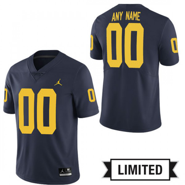 Mens Michigan Wolverines #00 Custom Navy Jordan Brand Alumni Jersey